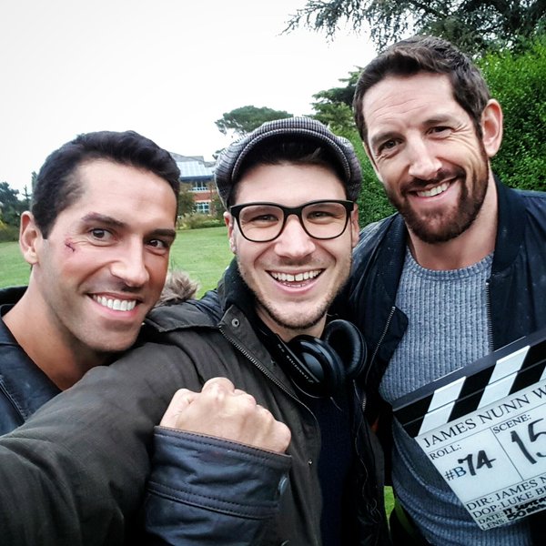 Scott Adkins, James Nunn and Wade Barrett filming Eliminators.