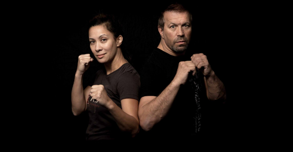 Diana Lee Inosanto with her husband - the martial artist and stunt performer, Ron Balicki. Photo by Kevin Travis.